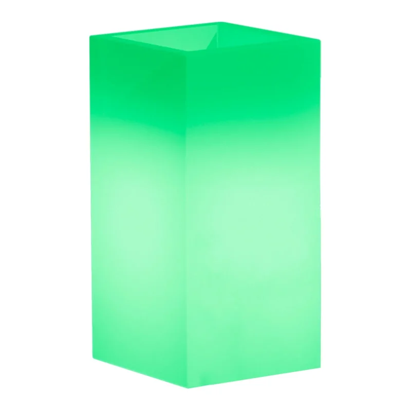 Quadratische leuchtende Vase "Cube", mit Dekoration, für den Außenbereich und Garten 'Made in Italy' 40 x 40 cm