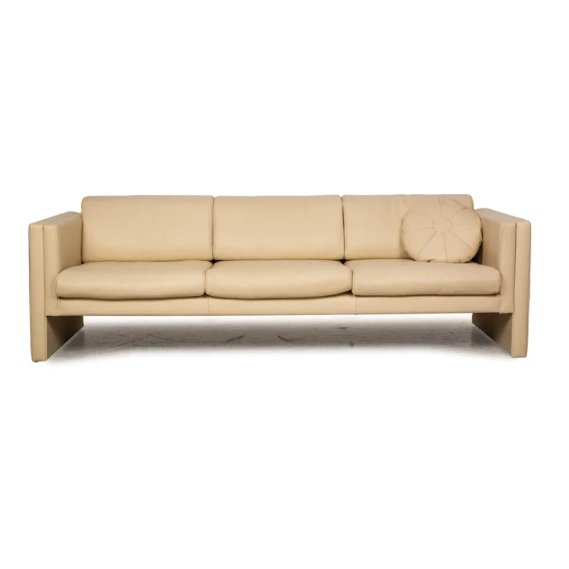 Walter Knoll Studio 191 Leder Dreisitzer Creme Sofa Couch