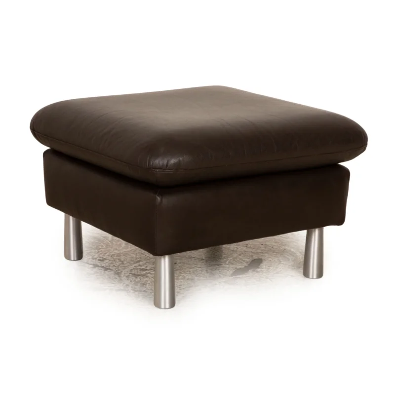 Willi Schillig Loop Leder Hocker Braun Dunkelbraun