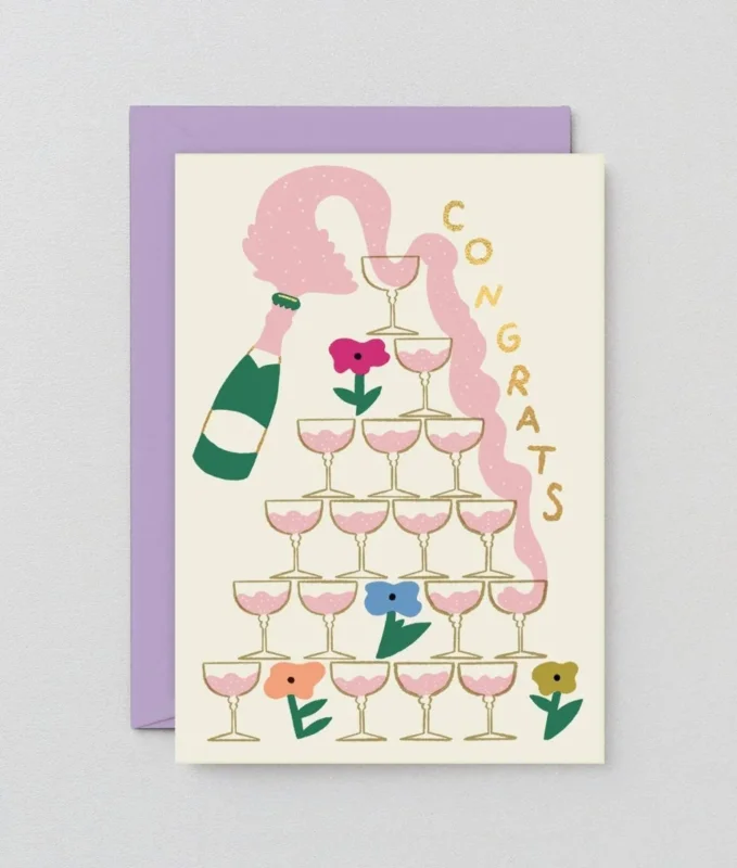 Wrap - CONGRATS CHAMPAGNE Hochzeitskarte - Grußkarte - ROSA ECK Concept Store