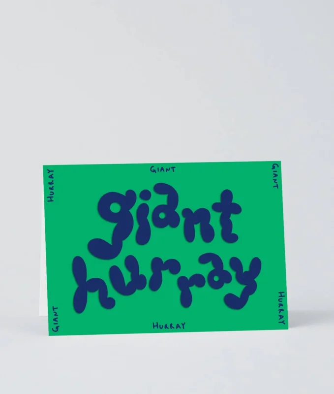 Wrap - GIANT HURRAY Grußkarte mit Prägung - ROSA ECK - 1 - 5 €, Blau, Grün